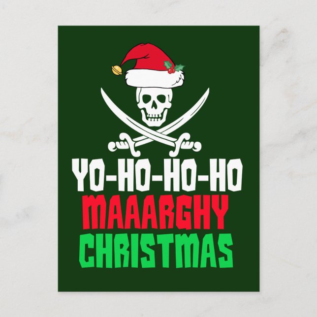 Funny Pirate Christmas Yo Ho Ho Holiday Postcard (Front)