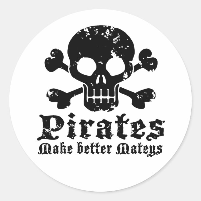 Funny Pirate Classic Round Sticker (Front)
