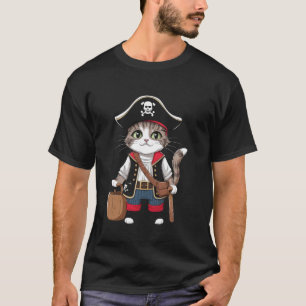 Funny Pirate Design for Kids Boys Toddler, Pet Cat T-Shirt