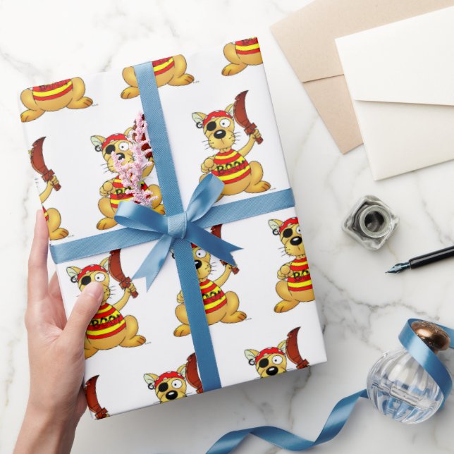Funny Pirate Dog with Toy Sword Wrapping Paper (Gifting)