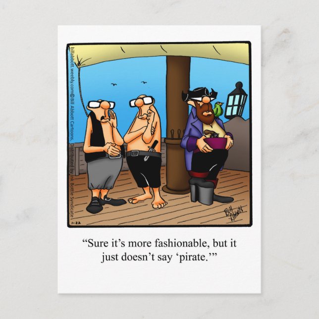 Funny "Pirate Fashion" Humour Postcard (Front)