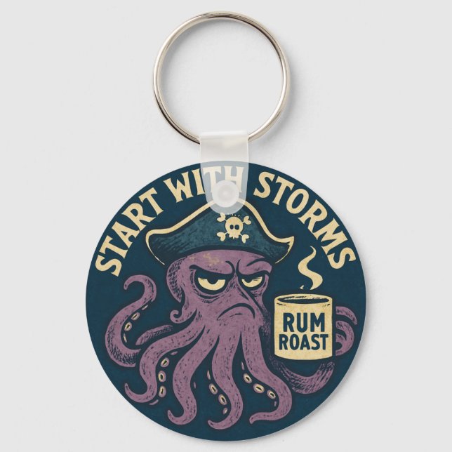 Funny Pirate Octopus Rum Roast Key Ring (Front)