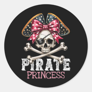 Funny Pirate Princess Coquette Bow Halloween Costu Classic Round Sticker