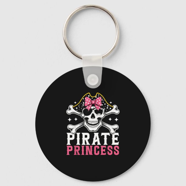 Funny pirate princess coquette bow halloween key ring (Front)