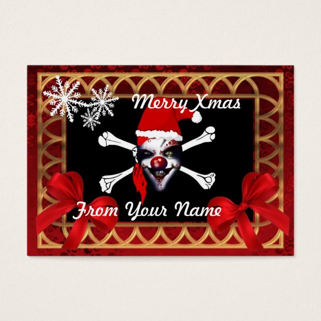 Funny pirate Santa personalised Christmas tag (Front)
