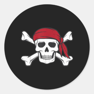 Funny Pirate Skull Crossbones Halloween Costume Classic Round Sticker