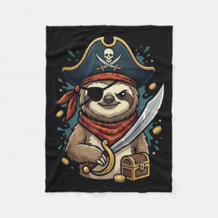 Funny Pirate Sloth Halloween Costume Men Women Fleece Blanket