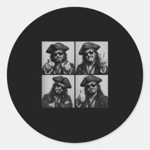 Funny pirate sunglasses photobooth design  classic round sticker