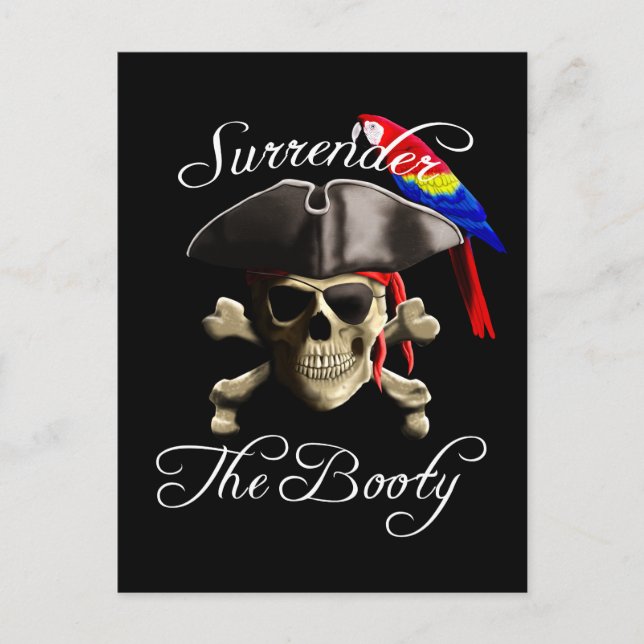 Funny Pirate Surrender The Booty Postcard (Front)
