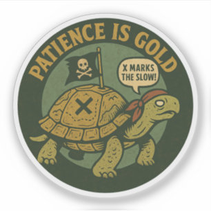 Funny Pirate Turtle Patience Gold