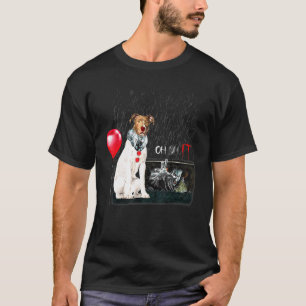 Funny Pit Bull Dog Clown Oh It Rain Balloon Hallow T-Shirt