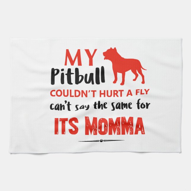 Funny Pit-bull Mummy designs Tea Towel (Horizontal)