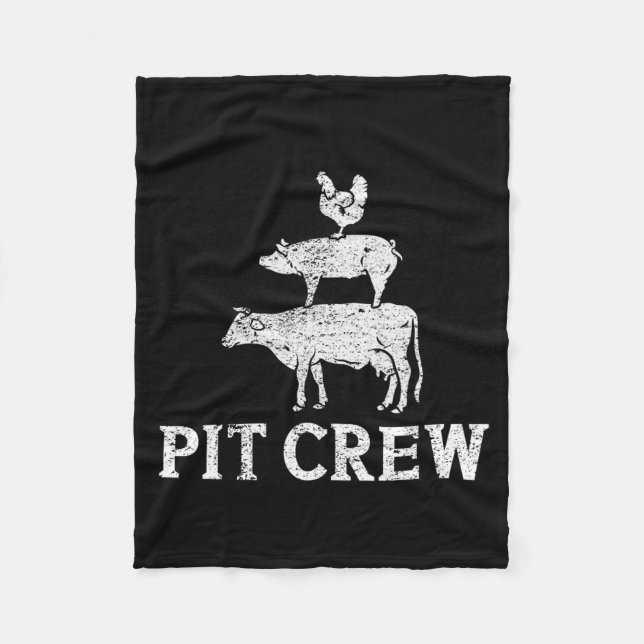 Funny Pit Crew Bbq Grilling Smoking Chicken Pork B Fleece Blanket (Front)