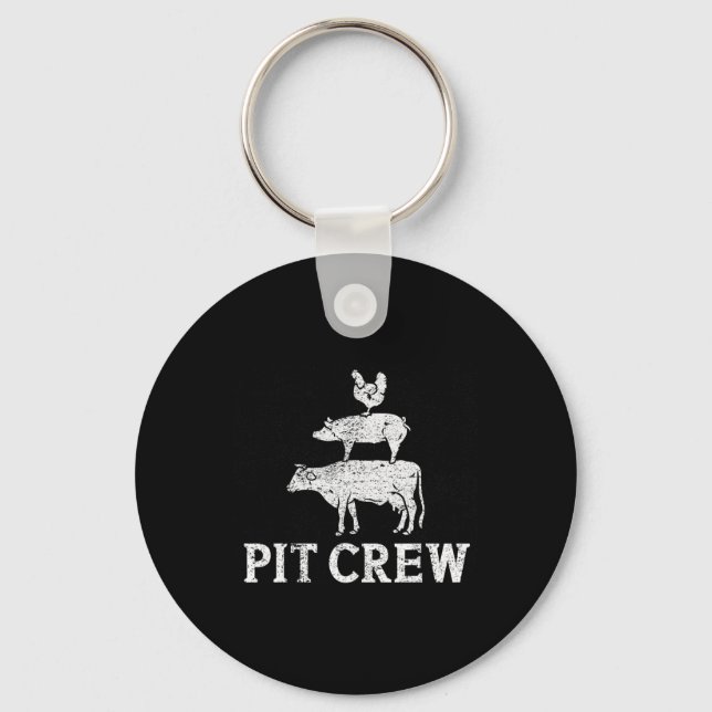 Funny Pit Crew Bbq Grilling Smoking Chicken Pork B Key Ring (Front)