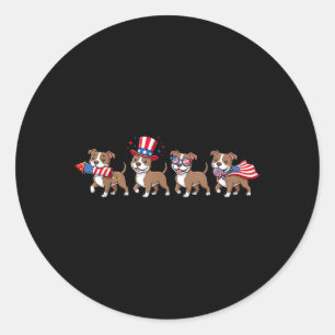 Funny Pitbull Aamerican Usa Flag Memorial Day 4th Classic Round Sticker