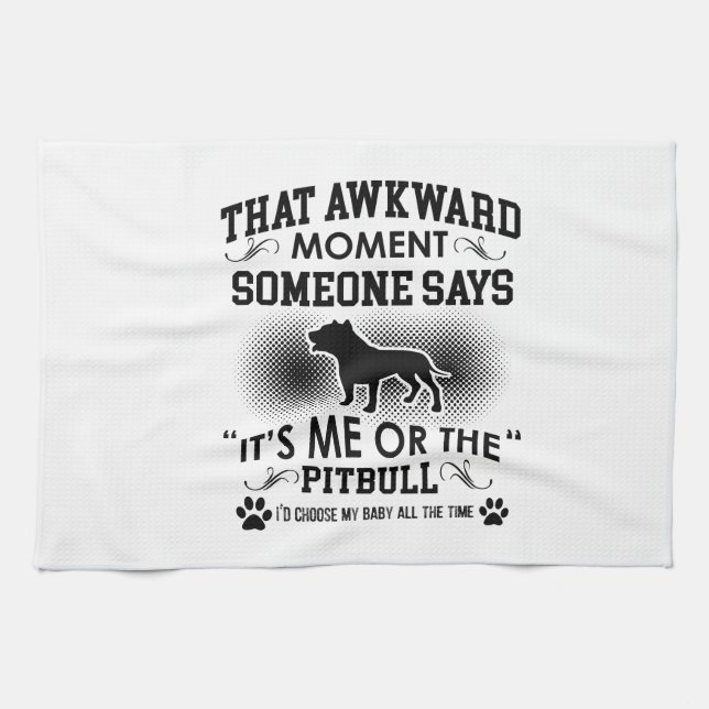 Funny Pitbull Designs Tea Towel (Horizontal)