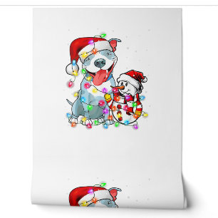 Funny Pitbull Dog Christmas Tee Snowman Xmas Light Wallpaper