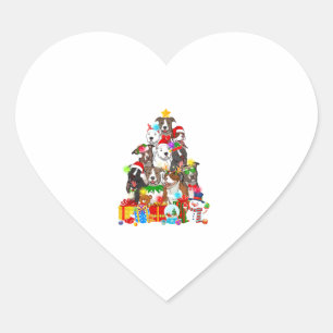 Funny Pitbull Dog Christmas Tree Lights Puppy Dog  Heart Sticker