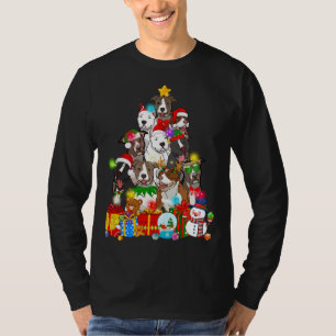 Funny Pitbull Dog Christmas Tree Lights Puppy Dog T-Shirt