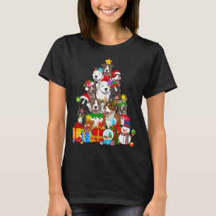Funny Pitbull Dog Christmas Tree Lights Puppy Dog T-Shirt