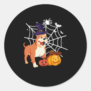 Funny Pitbull Dog Halloween Costume Classic Round Sticker