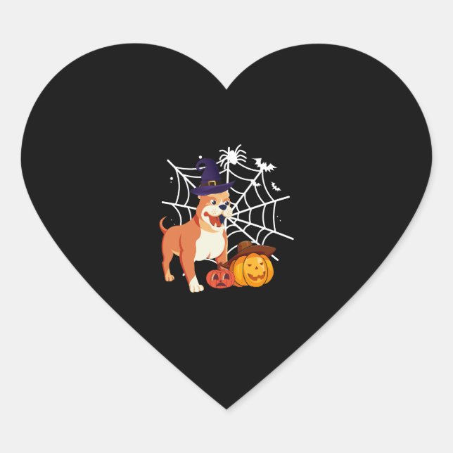 Funny Pitbull Dog Halloween Costume Heart Sticker (Front)