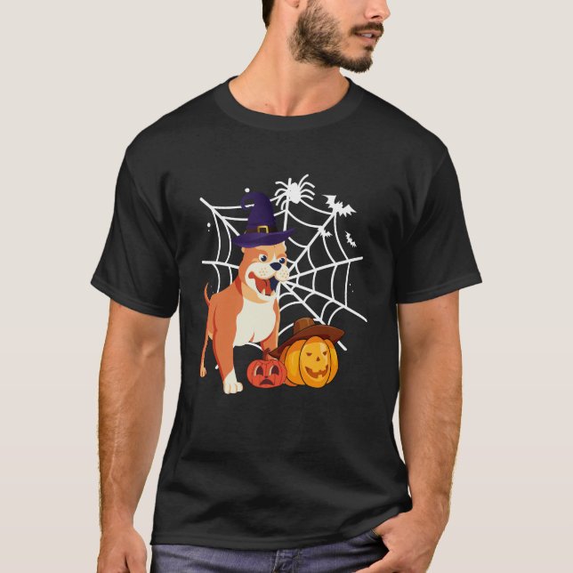 Funny Pitbull Dog Halloween Costume T-Shirt (Front)