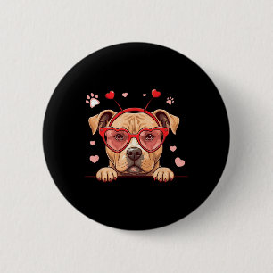 Funny Pitbull Dog Heart Headnd Valentine Womens Me 6 Cm Round Badge