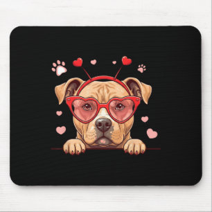 Funny Pitbull Dog Heart Headnd Valentine Womens Me Mouse Pad