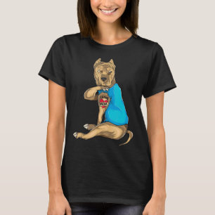 Funny Pitbull Dog I Love Mum Tattoo Mothers Day Do T-Shirt