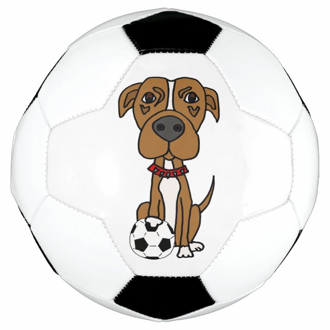 Funny Pitbull Dog Playing Soccer Soccer Ball (Front)