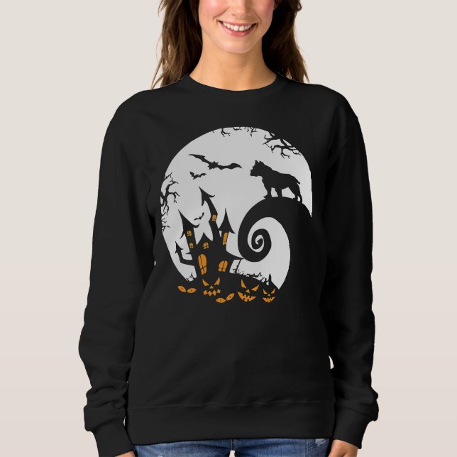 Funny Pitbull Ghost House Halloween Night Costume  Sweatshirt (Front)