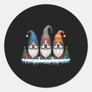 Funny Pitbull Gnomies Christmas Gnome Womens Mens Classic Round Sticker