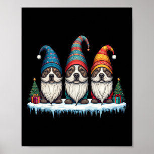 Funny Pitbull Gnomies Christmas Gnome Womens Mens  Poster