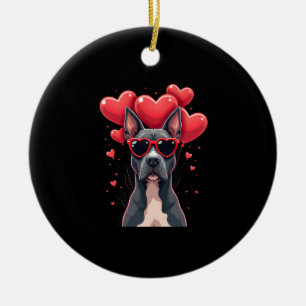 Funny Pitbull Heart Valentines Day Dog Dad Mom Gif Ceramic Ornament