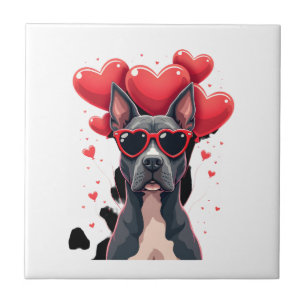 Funny Pitbull Heart Valentines Day Dog Dad Mom Gif Ceramic Tile