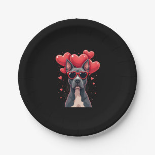 Funny Pitbull Heart Valentines Day Dog Dad Mom Gif Paper Plate