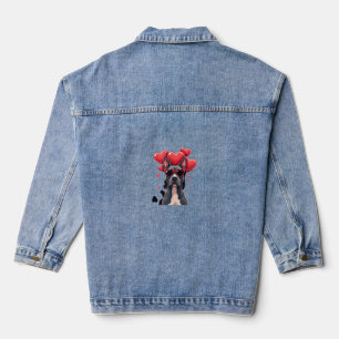 Funny Pitbull Heart Valentines Day Dog Dad Mum Gif Denim Jacket