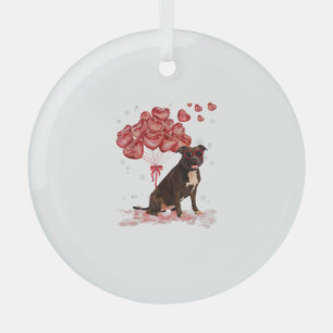 Funny Pitbull Heart Valentines Day Dog Dad Mum Gif Glass Tree Decoration