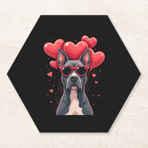 Funny Pitbull Heart Valentines Day Dog Dad Mum Gif Paper Coaster