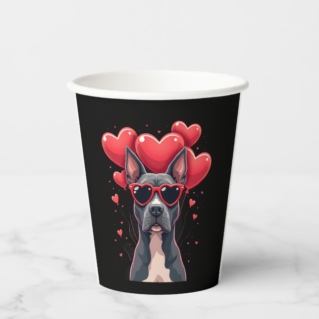 Funny Pitbull Heart Valentines Day Dog Dad Mum Gif Paper Cups (Front)