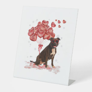 Funny Pitbull Heart Valentines Day Dog Dad Mum Gif Pedestal Sign