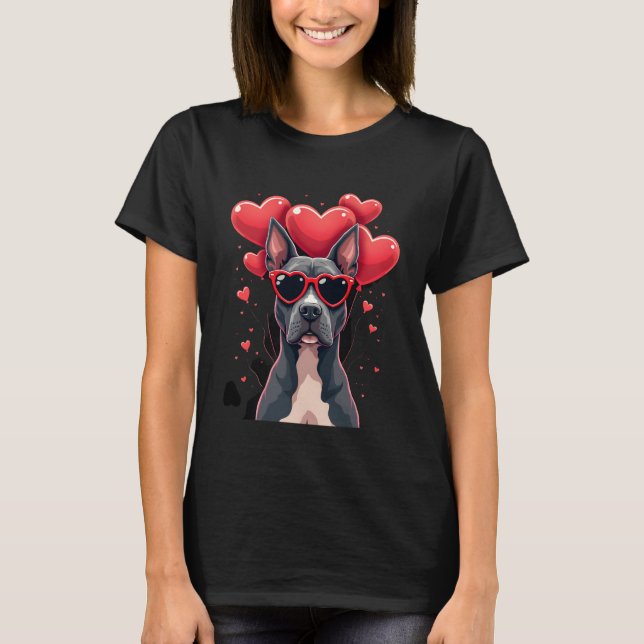 Funny Pitbull Heart Valentines Day Dog Dad Mum Gif T-Shirt (Front)