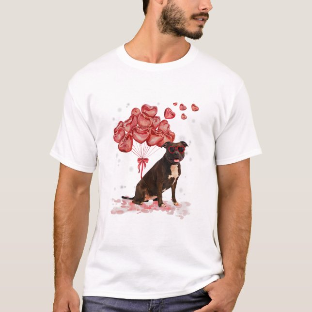 Funny Pitbull Heart Valentines Day Dog Dad Mum Gif T-Shirt (Front)