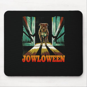 Funny Pitbull Jowls Spooky Halloween Pittie Dog Mouse Pad
