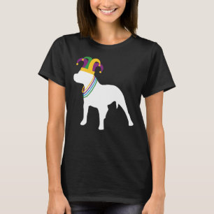Funny Pitbull Mardi Gras Beads Costume Dog Lover T-Shirt