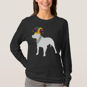 Funny Pitbull Mardi Gras Beads Costume Dog Lover T-Shirt