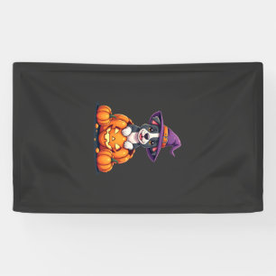 Funny Pitbull Witch Pumpkin Dog Halloween Mens Wom Banner