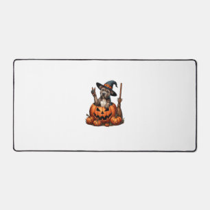 Funny Pitbull Witch Pumpkin Dog Halloween Mens Wom Desk Mat