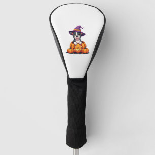 Funny Pitbull Witch Pumpkin Dog Halloween Mens Wom Golf Head Cover